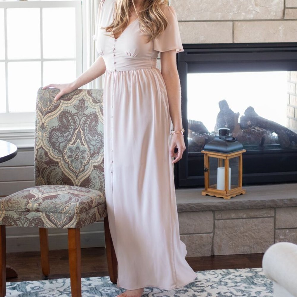 Blush Pink Short Sleeve Maxi Dress